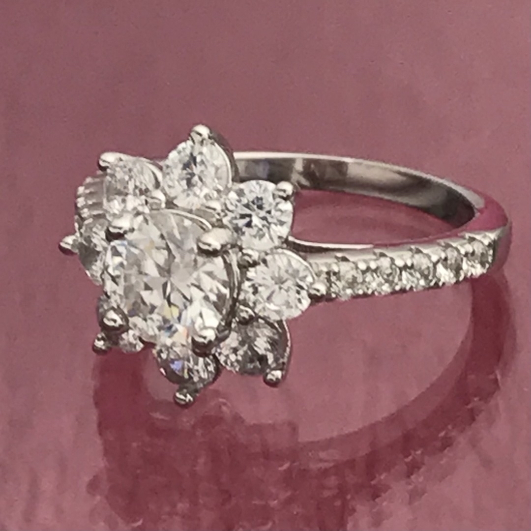 MR24／14.5号 1ct 6.5㎜ モアサナイト リング ♡ シルバー925 レディースのアクセサリー(リング(指輪))の商品写真