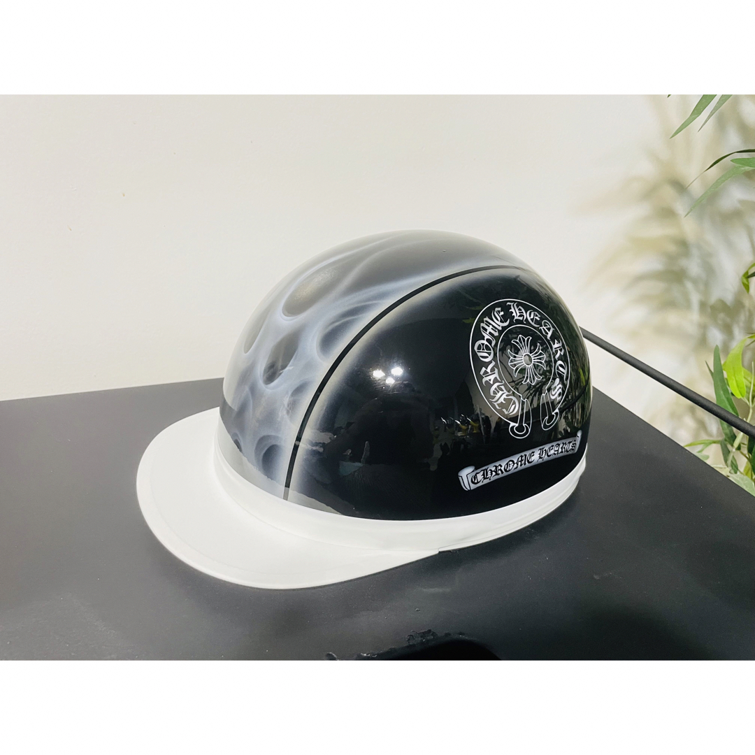 格安新品  半キャップ クロムロゴ ヘルメット カスタム塗装 ヘルメット/シールド