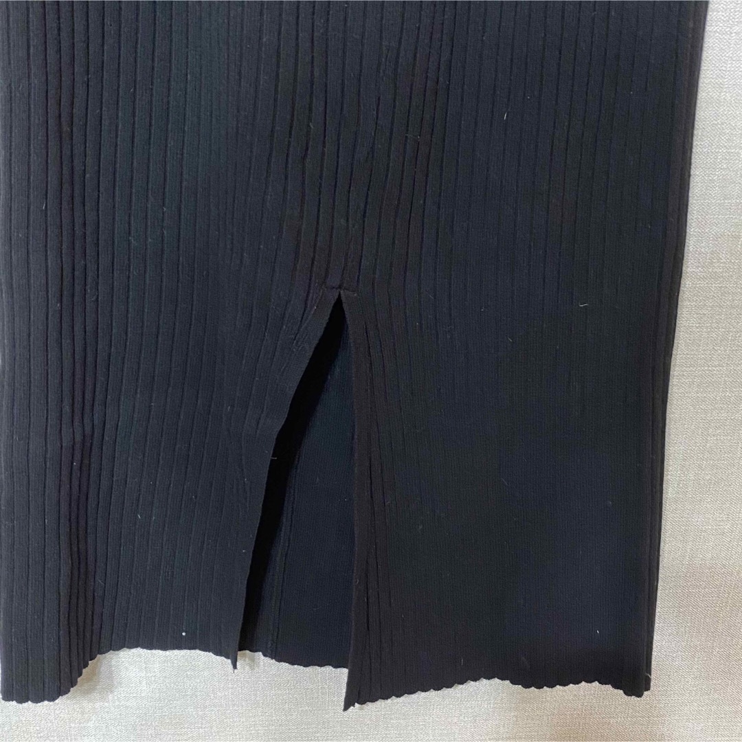 JEANASIS(ジーナシス)のJEANASIS ジーナシス　ニット　スカート　黒　フリーサイズ レディースのスカート(ロングスカート)の商品写真