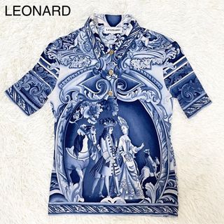 レオナール(LEONARD)のレオナール【希少 シルク100%】ポロシャツ カットソー L位 ゴールド金具(カットソー(長袖/七分))