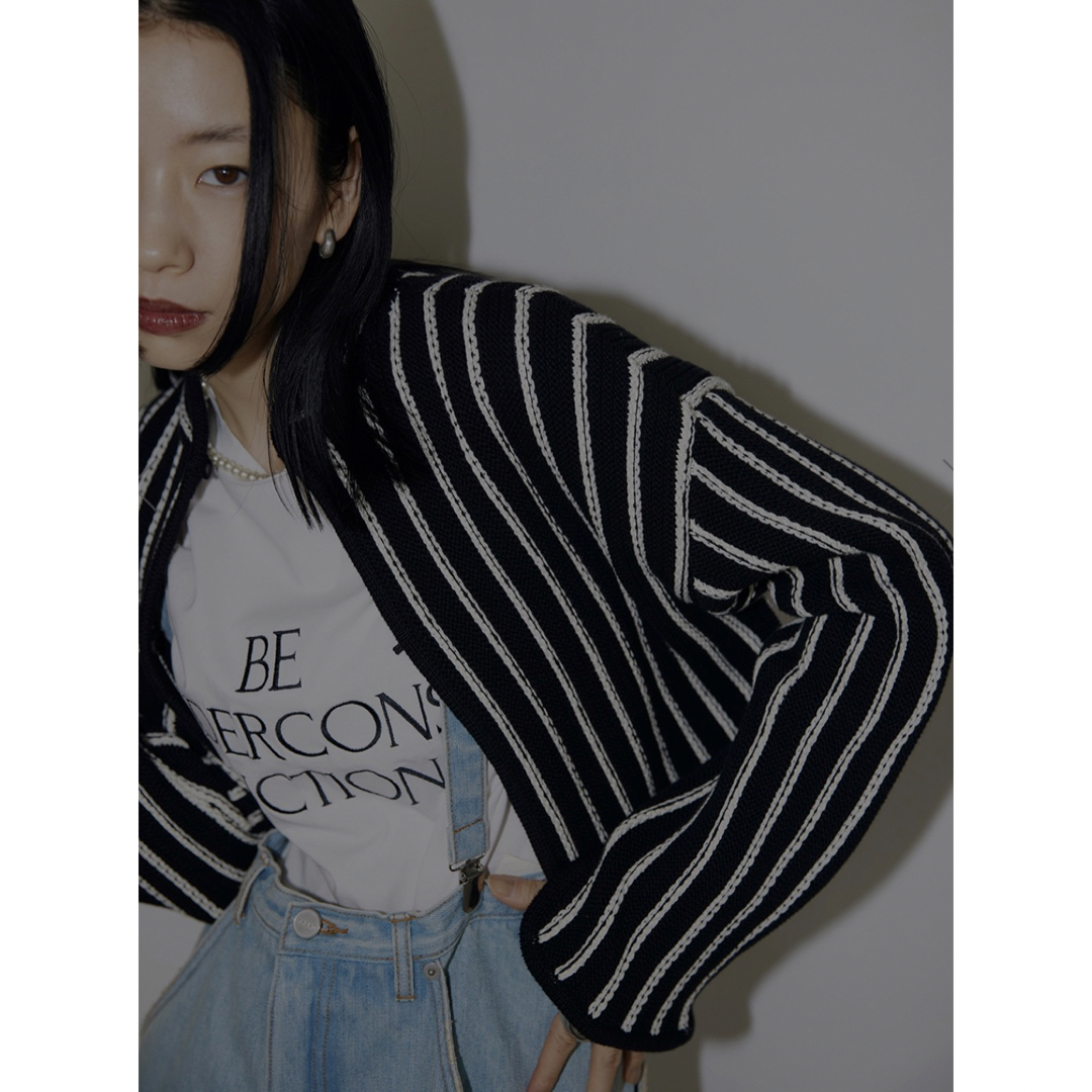 アメリヴィンテージ／STRIPE SHORT KNIT CARDIGAN