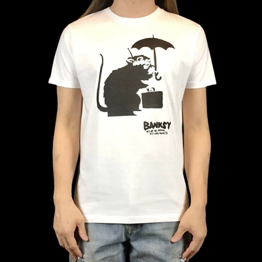 新品 BANKSY バンクシー 東京 傘 マウス ステンシル アート Tシャツ