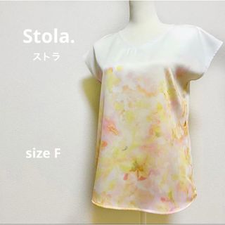 ストラ(Stola.)のStola. ストラ 吹き上がりプリントカットソー Tシャツ 花柄水彩モザイク(カットソー(半袖/袖なし))