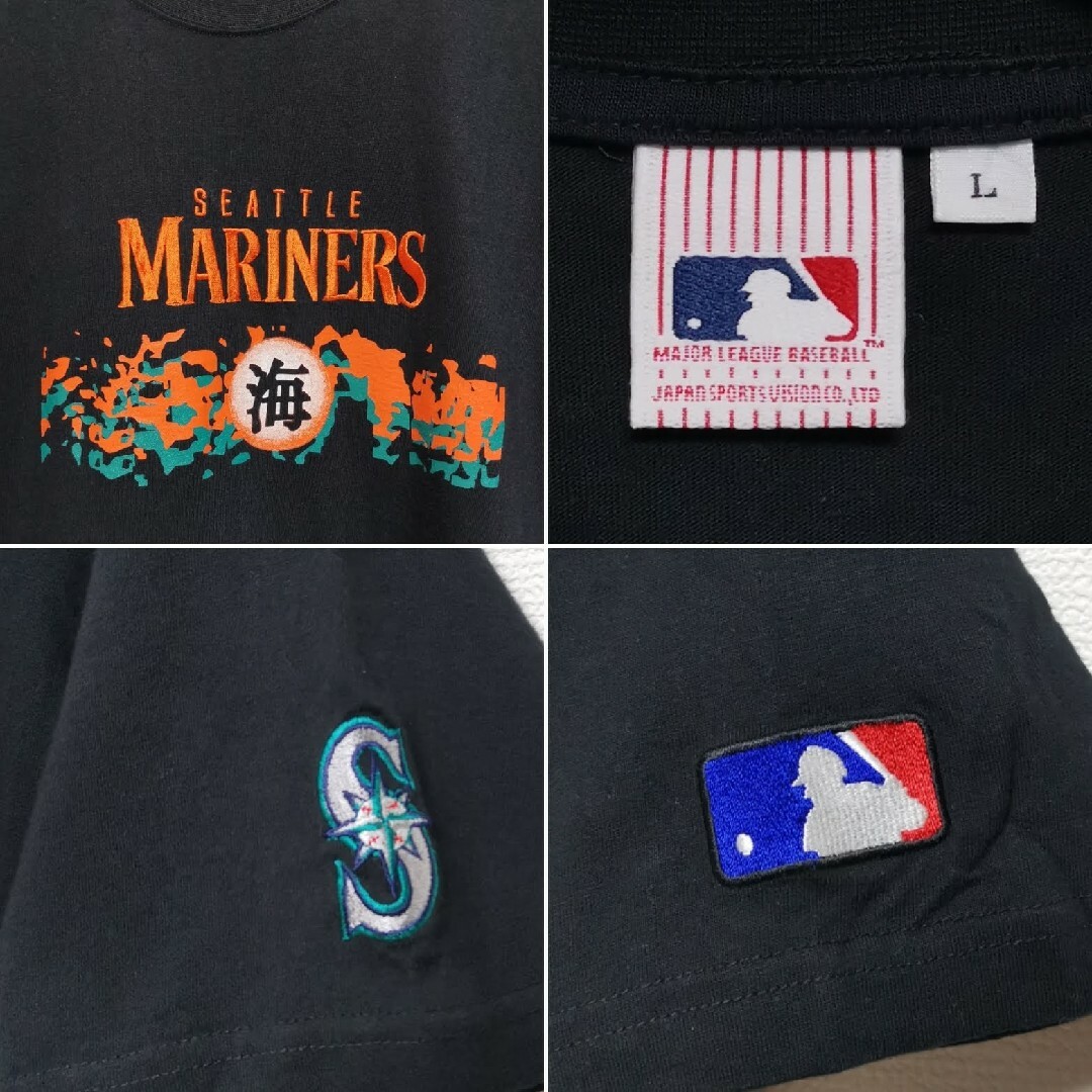 L 00s シアトル マリナーズ MARINERS Tシャツ 刺繍 MLB 黒