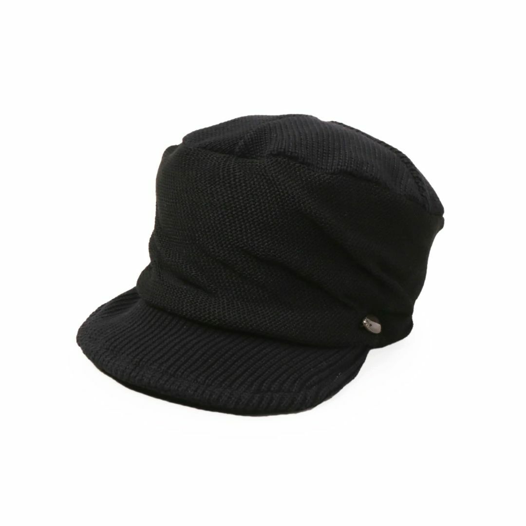 【色: ブラック】カシラ つば付きニット帽 デイリー カジュアル ゆったり オー