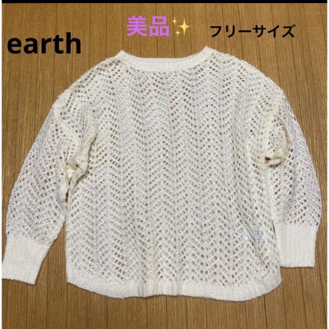 earth music & ecology(アースミュージックアンドエコロジー)のearth セーター　白　フリーサイズ レディースのトップス(ニット/セーター)の商品写真