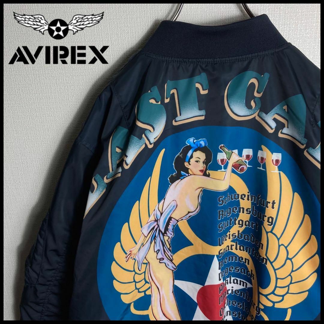 【極美品】AVIREX　ビッグプリント　フライトジャケット　ブルゾン