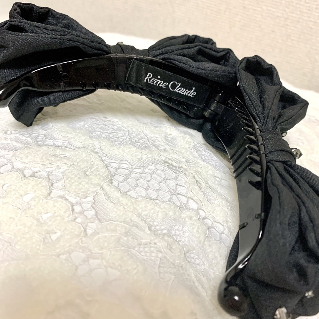 新品 Reine Claude レーヌクロード ビジュー リボンバナナクリップ