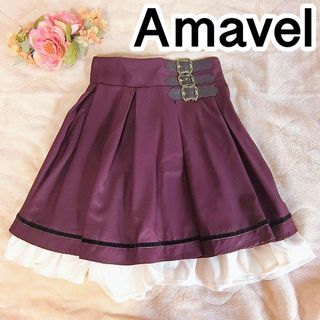 アマベル(Amavel)の難あり格安　Amavel　アンティークバックルプリーツスカパン　ボルドー(ミニスカート)