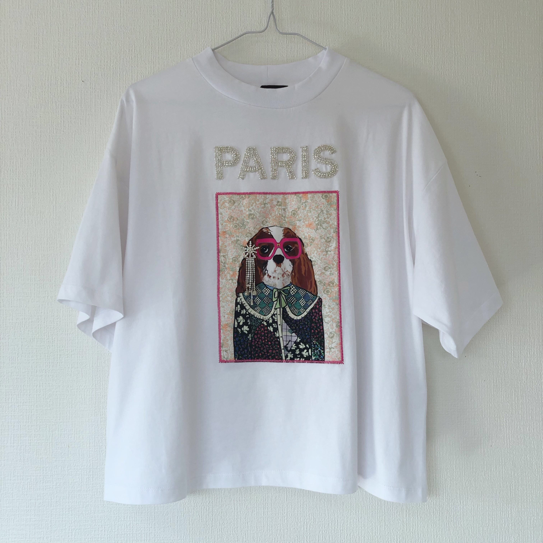 maje(マージュ)のMAJE SILKSCREEN PRINTED JEWELED T-SHIRT レディースのトップス(Tシャツ(半袖/袖なし))の商品写真