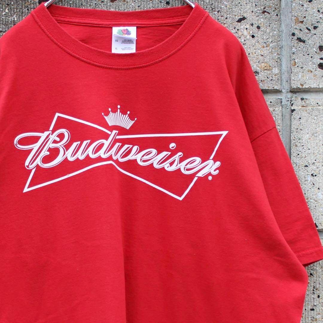 Budweiser ビッグロゴマーク 赤 × 白 XLサイズ  Tシャツ