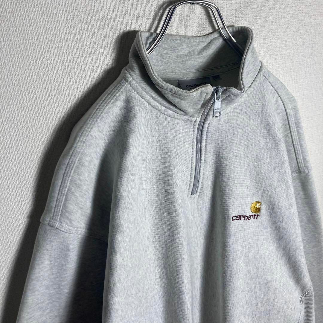 希少XLサイズ】カーハートWIP ハーフジップ 刺繍ロゴ入りスウェット-