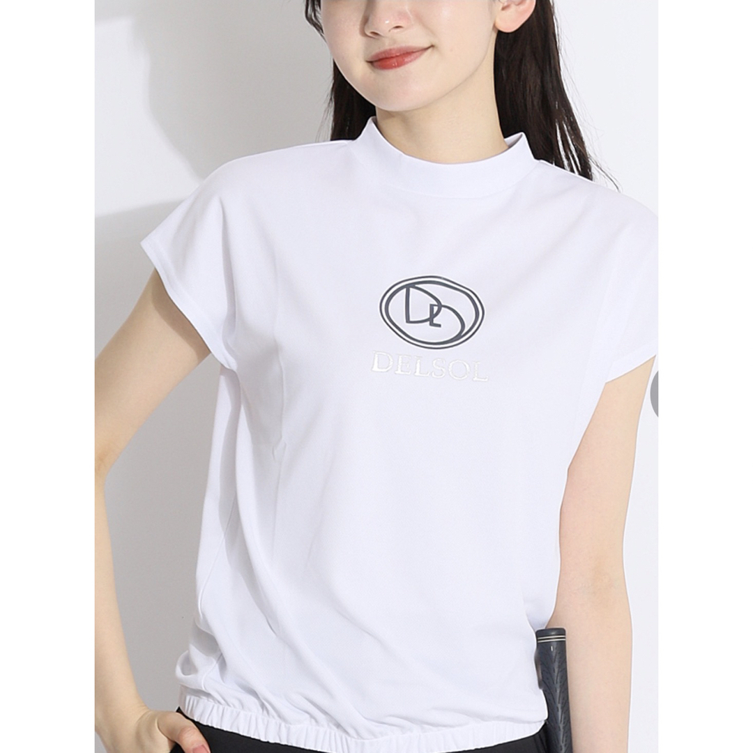 デルソルゴルフ(DELSOL)白　フレンチスリーブカットソー(完売品) レディースのトップス(Tシャツ(半袖/袖なし))の商品写真