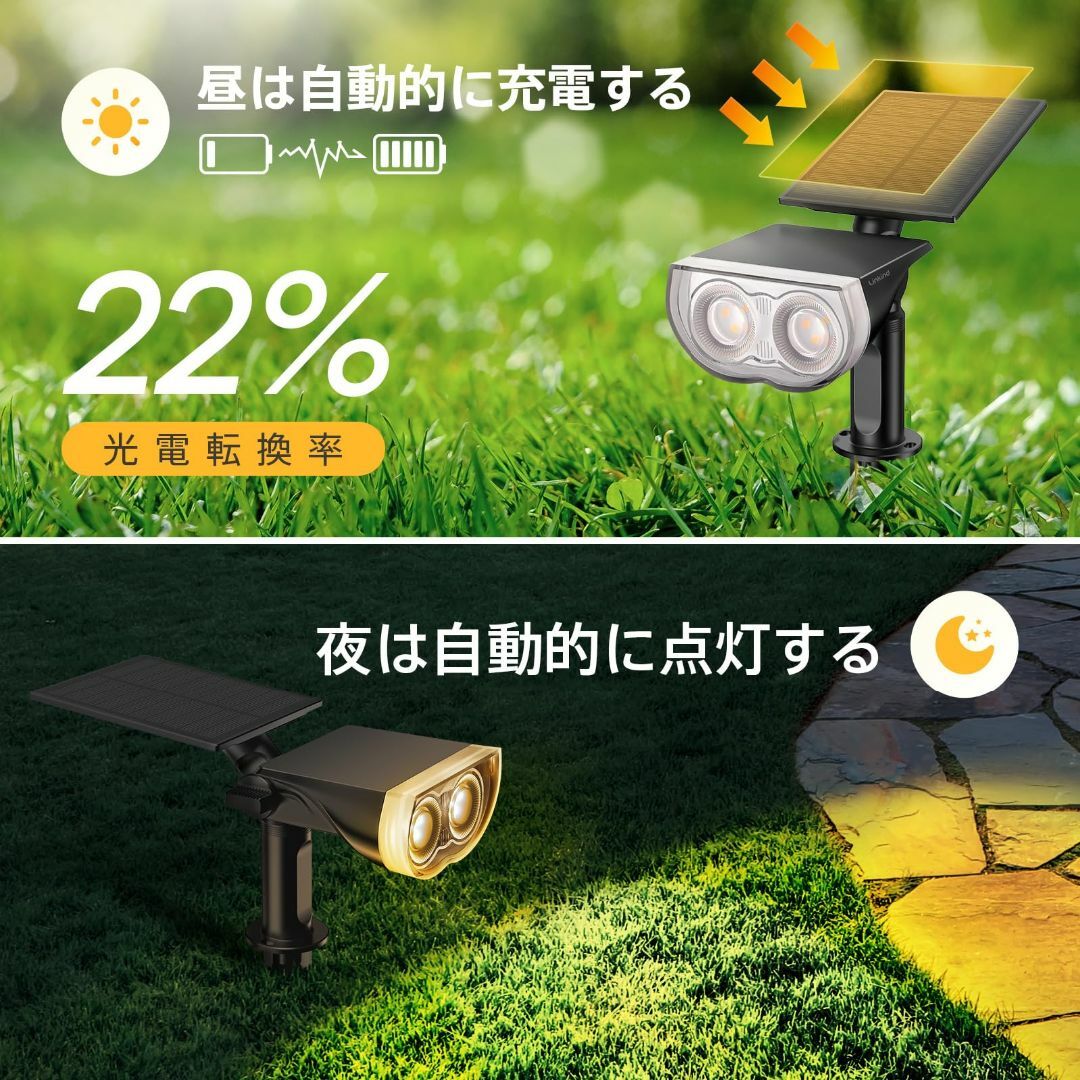 【色: 暖色系】Linkind ソーラーライト 屋外 ソーラースポットライト 調 4