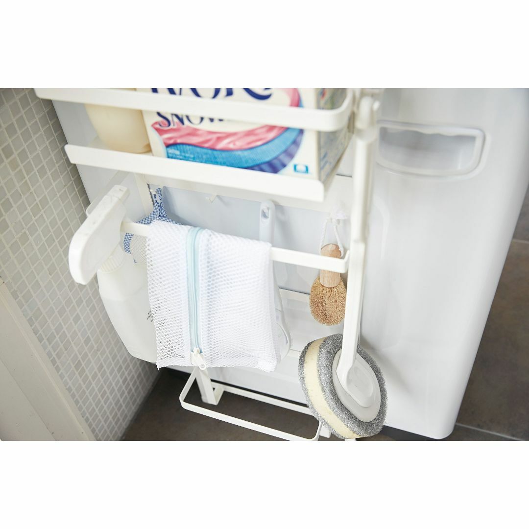 山崎実業Yamazaki 洗濯機横 マグネット収納ラック ホワイト 約W28×D 5