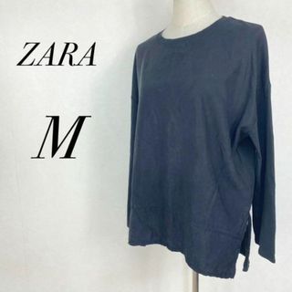 ザラ(ZARA)のZARA　ザラ　トップス　インナー　Tシャツ　レイヤー　重ね着　黒　シンプル(Tシャツ(長袖/七分))