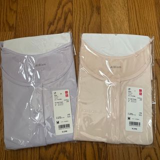 ユニクロ(UNIQLO)のユニクロエアリズムマエアキUネックＴ（八分袖）2枚セット(Tシャツ(長袖/七分))