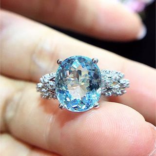 天然アクアマリン ダイヤ  リング4.8ct k18 ¥