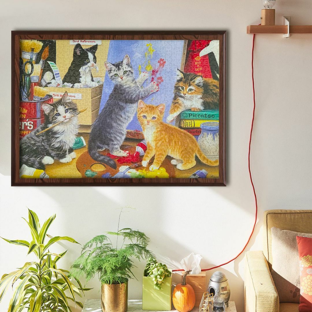 MISITU ジグソーパズル 1000ピース パズル 風景 絵画 猫 子猫 動物