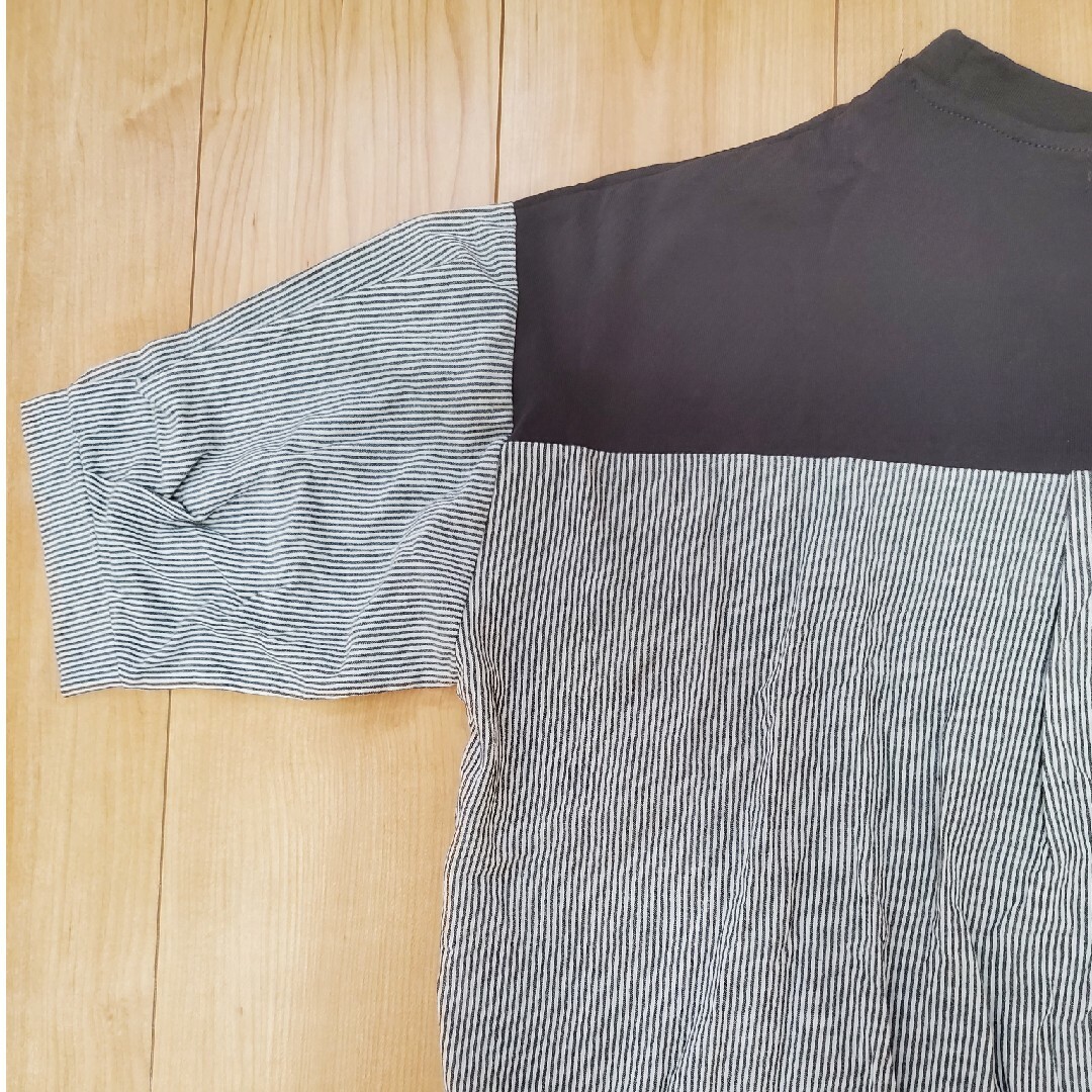 しまむら(シマムラ)のシーズンリーズン　ストライプ切替Tシャツ レディースのトップス(Tシャツ(半袖/袖なし))の商品写真