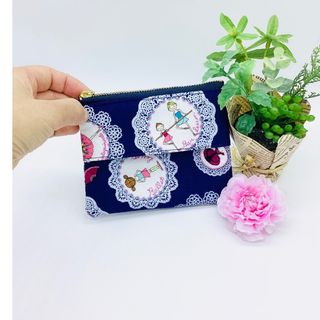 ポケットティッシュポーチ☆バレリーナ&小花（ネイビー）(ポーチ)