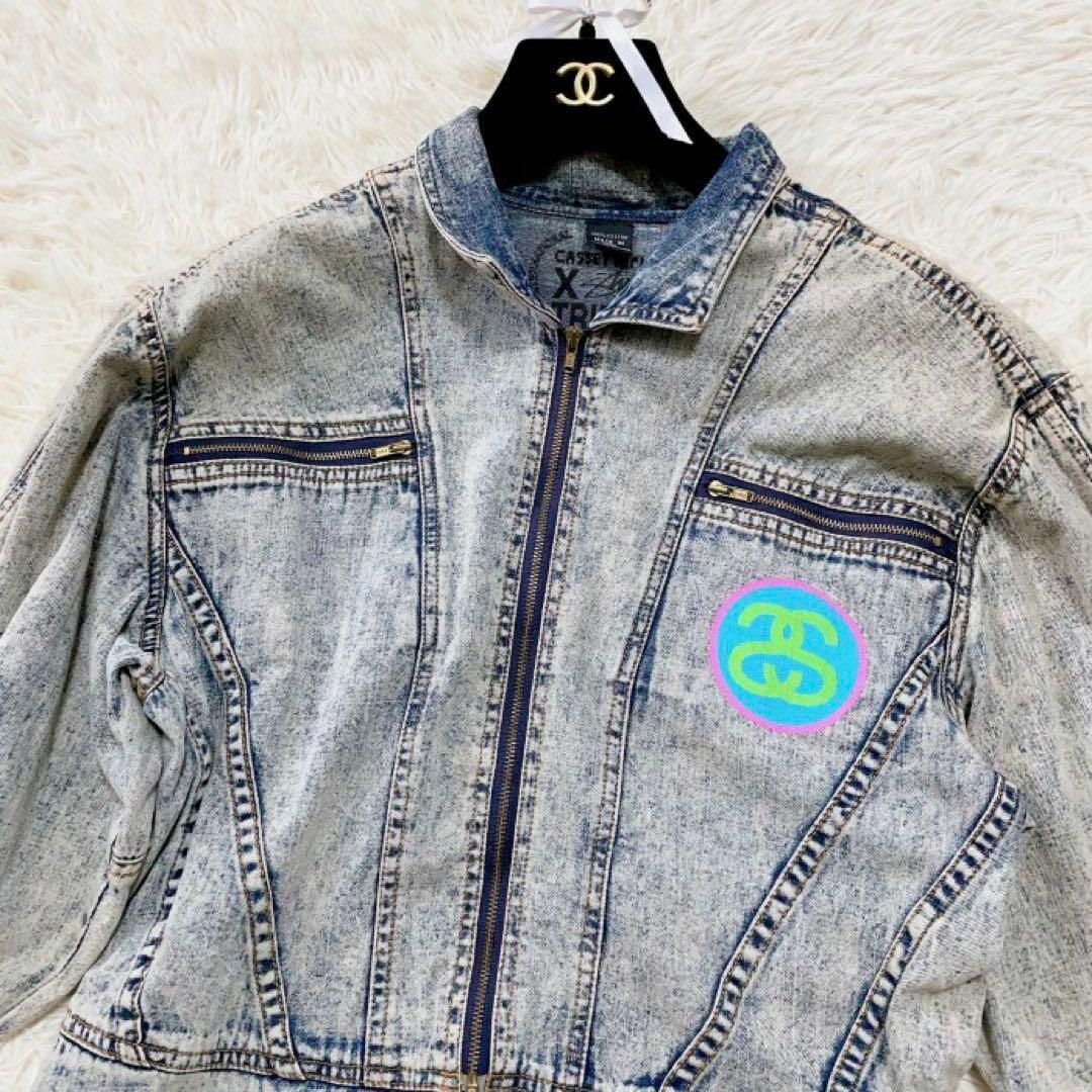 【希少】stussy tribe デニムジャケット プリント M レディース
