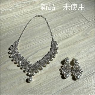 【美品】ウエディング　結婚式　ピアス　ネックレス　2点セット(ネックレス)