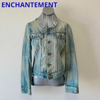 ルシェルブルー(LE CIEL BLEU)のENCHANTEMENT ノーカラー ダメージ デニムジャケット 38(Gジャン/デニムジャケット)