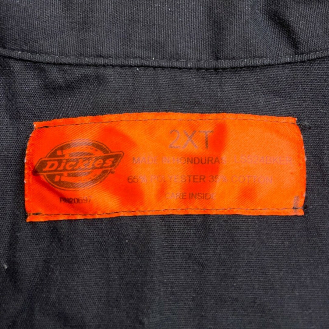 Dickies(ディッキーズ)のUS古着 ディッキーズ Dickies ワークシャツ 半袖 ツートーン サイズ：メンズ 2XT ビッグサイズ ブラック×レッド【中古】 メンズのトップス(シャツ)の商品写真