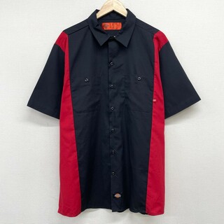 ディッキーズ(Dickies)のUS古着 ディッキーズ Dickies ワークシャツ 半袖 ツートーン サイズ：メンズ XL ビッグサイズ ブラック×レッド【中古】(シャツ)