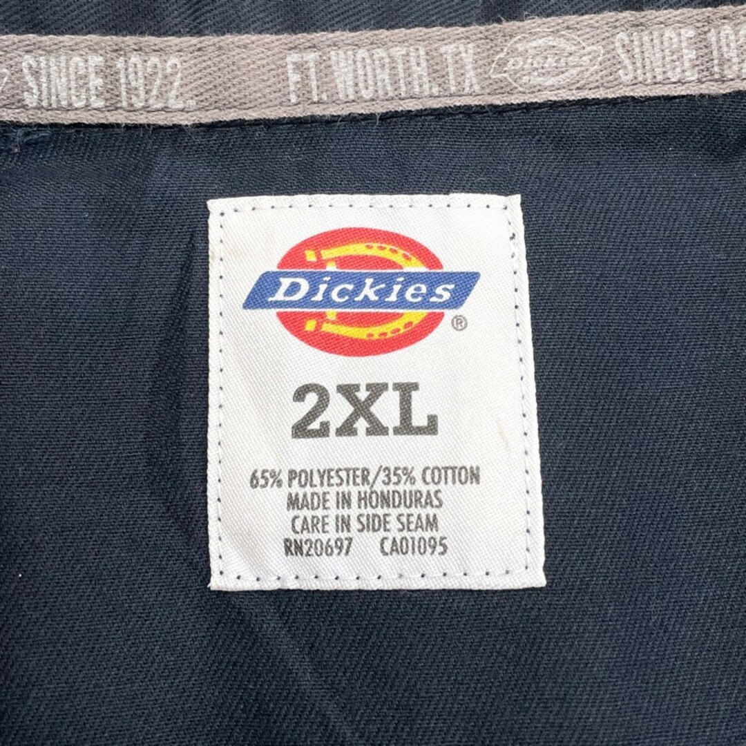 Dickies(ディッキーズ)のUS古着 ディッキーズ Dickies ワークシャツ 半袖 ツートーン ワンポイント 刺繍 サイズ：メンズ 2XL ビッグサイズ ブラック×ブルー【中古】 メンズのトップス(シャツ)の商品写真