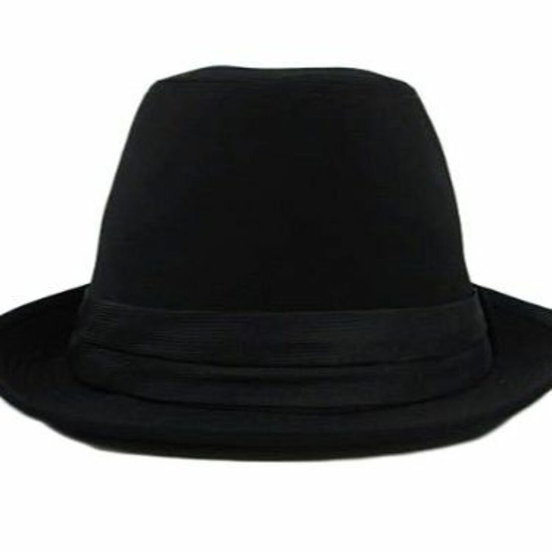 色: ブラック8eight エイト シンプルなネクタイ生地中折れハット黒帽子