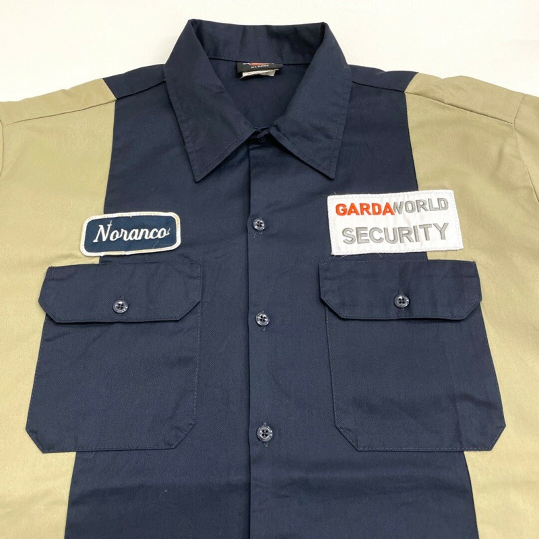 Dickies(ディッキーズ)のUS古着 ディッキーズ Dickies ワークシャツ 半袖 ツートーン 企業 ワッペン サイズ：メンズ XL ビッグサイズ ネイビー×ベージュ【中古】 メンズのトップス(シャツ)の商品写真