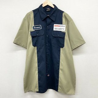 ディッキーズ(Dickies)のUS古着 ディッキーズ Dickies ワークシャツ 半袖 ツートーン 企業 ワッペン サイズ：メンズ XL ビッグサイズ ネイビー×ベージュ【中古】(シャツ)