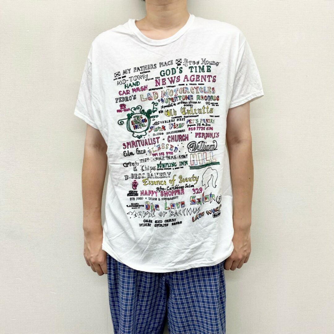 Hanes(ヘインズ)のUS古着 グラフィック文字 刺繍デザイン Tシャツ 半袖 サイズ：メンズ XL ビッグサイズ ホワイト【中古】 メンズのトップス(Tシャツ/カットソー(半袖/袖なし))の商品写真