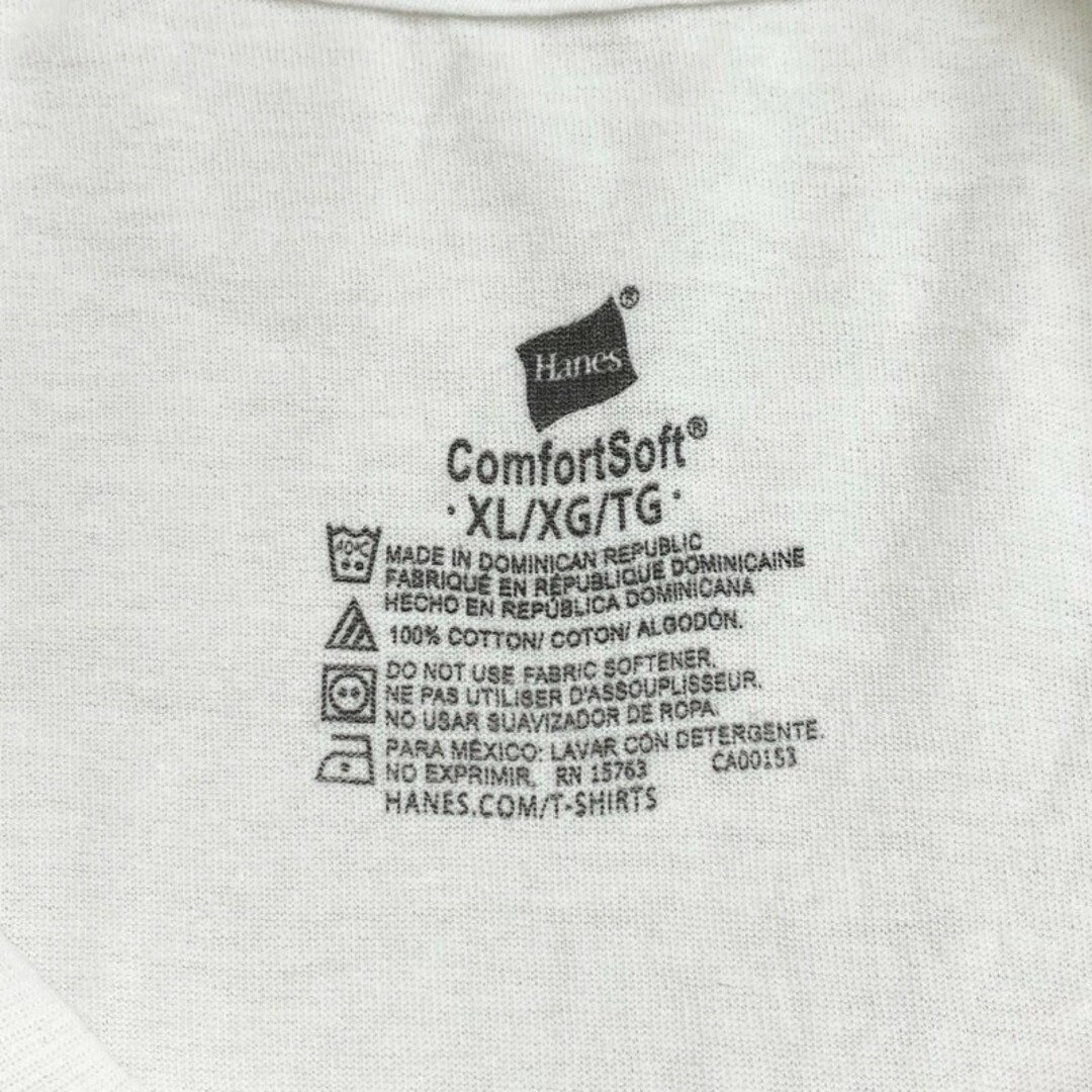 Hanes(ヘインズ)のUS古着 グラフィック文字 刺繍デザイン Tシャツ 半袖 サイズ：メンズ XL ビッグサイズ ホワイト【中古】 メンズのトップス(Tシャツ/カットソー(半袖/袖なし))の商品写真