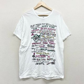 ヘインズ(Hanes)のUS古着 グラフィック文字 刺繍デザイン Tシャツ 半袖 サイズ：メンズ XL ビッグサイズ ホワイト【中古】(Tシャツ/カットソー(半袖/袖なし))