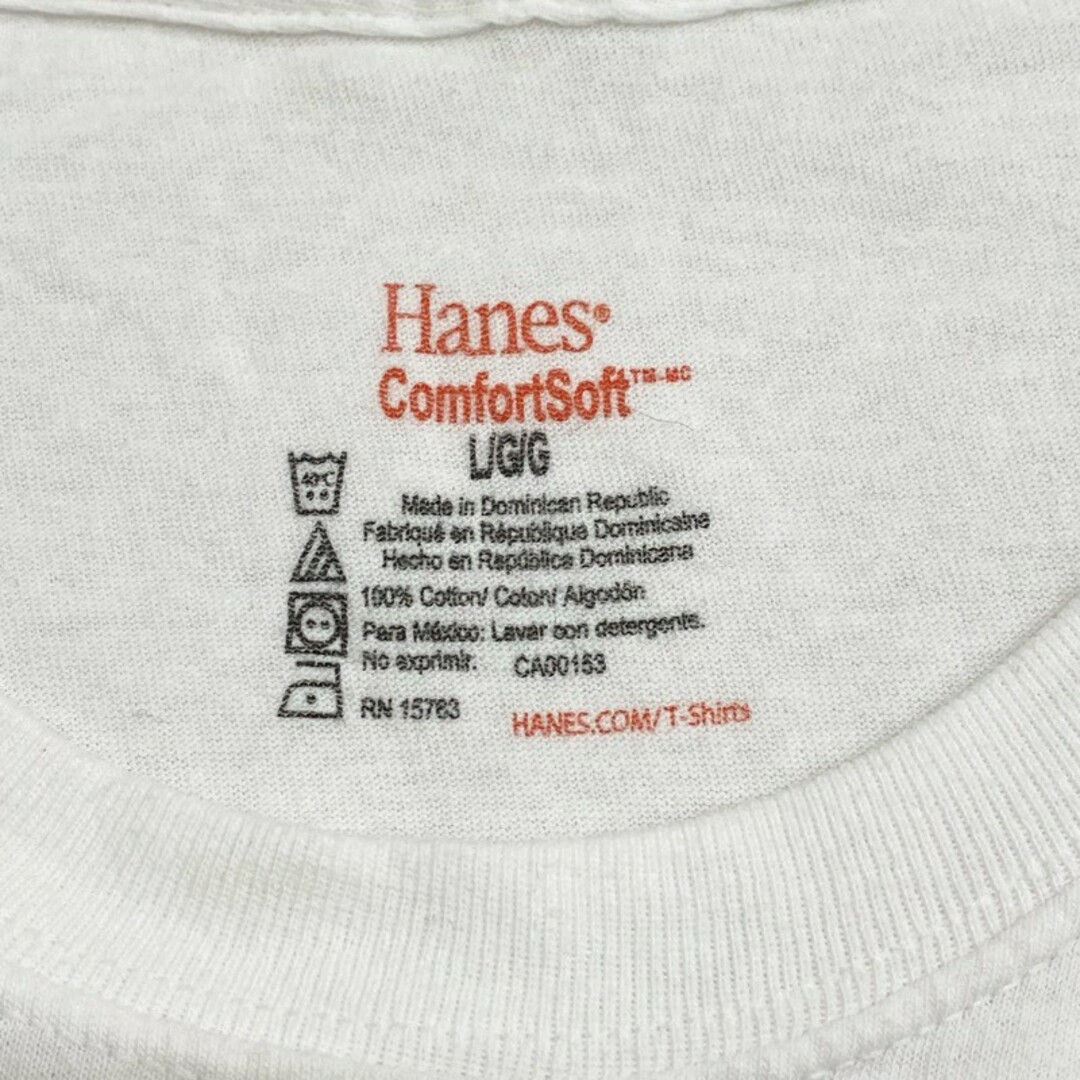 Hanes(ヘインズ)のUS古着 グラフィック文字 刺繍デザイン Tシャツ 半袖 サイズ：メンズ L ホワイト【中古】 メンズのトップス(Tシャツ/カットソー(半袖/袖なし))の商品写真