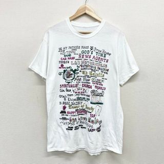 ヘインズ(Hanes)のUS古着 グラフィック文字 刺繍デザイン Tシャツ 半袖 サイズ：メンズ L ホワイト【中古】(Tシャツ/カットソー(半袖/袖なし))