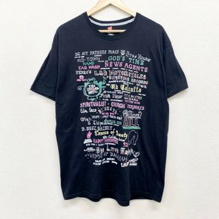 ヘインズ(Hanes)のUS古着 グラフィック文字 刺繍デザイン Tシャツ 半袖 サイズ：メンズ XL ビッグサイズ ブラック【中古】(Tシャツ/カットソー(半袖/袖なし))