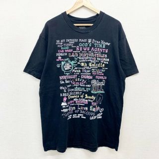 US古着 グラフィック文字 刺繍デザイン Tシャツ 半袖 サイズ：メンズ XL ビッグサイズ ブラック【中古】(Tシャツ/カットソー(半袖/袖なし))