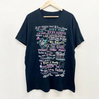 US古着 グラフィック文字 刺繍デザイン Tシャツ 半袖 サイズ：メンズ XL相当 ビッグサイズ ブラック【中古】(Tシャツ/カットソー(半袖/袖なし))