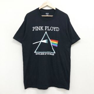 US古着 ピンク・フロイド 刺繍デザイン Tシャツ 半袖 Pink Floyd "The Dark Side of the Moon" バンドTシャツ サイズ：メンズ L ブラック【中古】(Tシャツ/カットソー(半袖/袖なし))