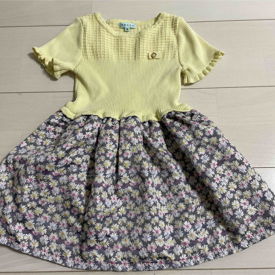 TOCCA(トッカ)のトッカ　TOCCA ワンピース　90 イエロー　ジャガード　フラワー柄 キッズ/ベビー/マタニティのキッズ服女の子用(90cm~)(ワンピース)の商品写真