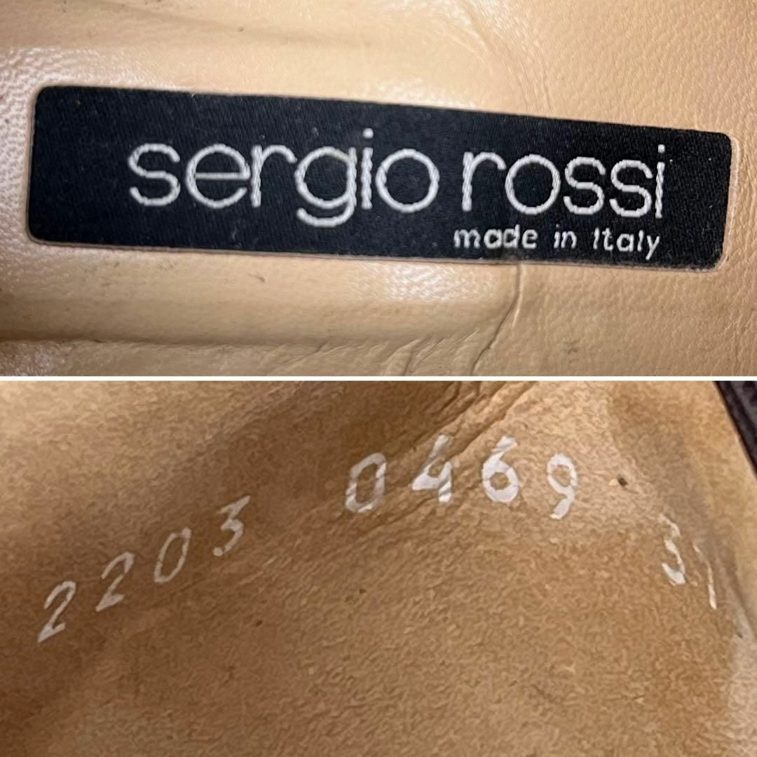 Sergio Rossi(セルジオロッシ)のセルジオロッシ ヒール ローファー ブラウン シルバー金具 メッシュ生地 レディースの靴/シューズ(ハイヒール/パンプス)の商品写真