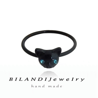 ウィゴー(WEGO)の青目黒猫　青黒色リング　ネコ　魔女魔法　ゴシック　ロリータ  やみかわ 量産系(リング(指輪))