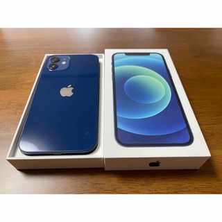 アイフォーン(iPhone)の【美品】iPhone 12 ブルー 256GB 箱付き SIMロック解除済み(スマートフォン本体)