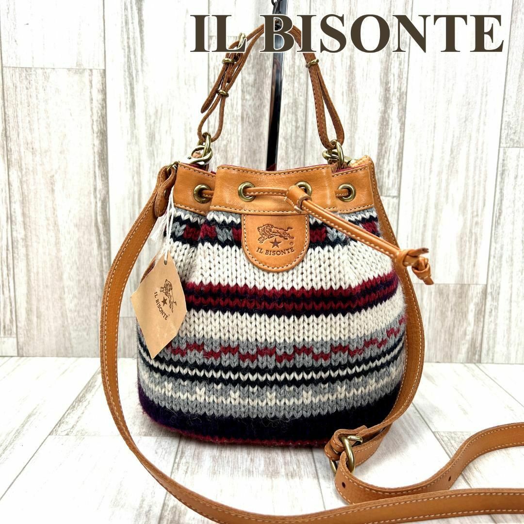 イルビゾンテ IL BISONTE ２WAYショルダーバッグ 巾着 ニット レア-