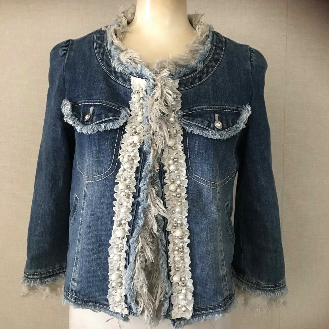 トゥービーシック TO BE CHIC ノーカラーデニムジャケット パール | フリマアプリ ラクマ