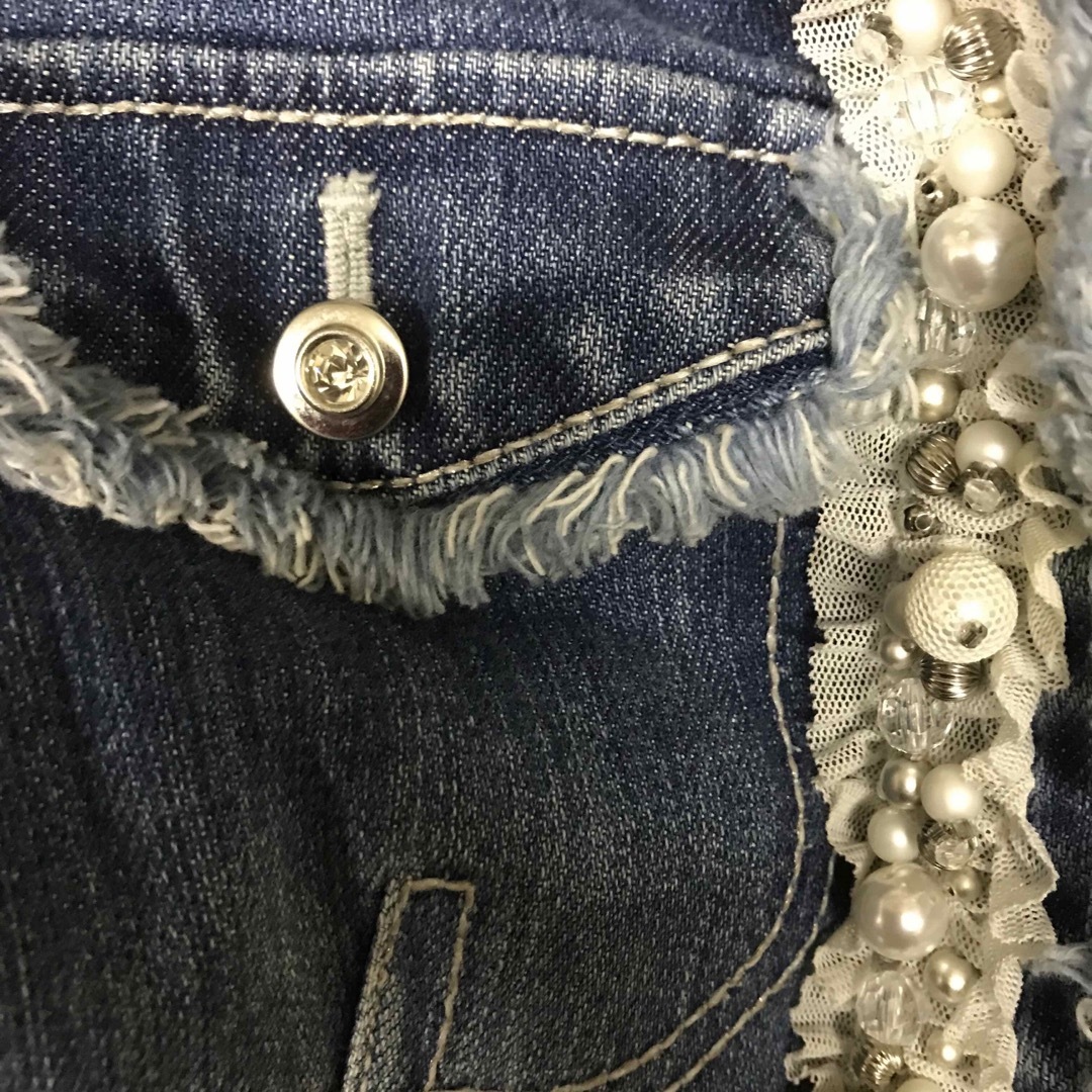 トゥービーシック TO BE CHIC ノーカラーデニムジャケット パール